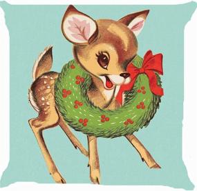 img 4 attached to 18 x 18 Inches Retro Vintage Baby 🎅 Santa Claus Reindeer Flower Wreath Cute Pillow Cover by Leaveland
