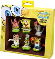 🐠 penn-plax spongebob 6 piece mini aquarium ornament set - officially licensed, ideal for saltwater and freshwater tanks, model: sbr1a логотип