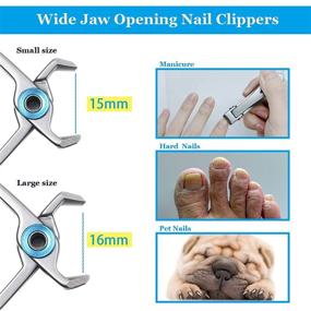 img 2 attached to 💅 Stainless Steel Nail Clippers for Thick Nails – Wide Jaw Opening, Oversized Fingernail and Toenail Clippers with Nail File, Ideal for Men and Seniors – Available in 2 Sizes (Sliver)