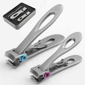 img 4 attached to 💅 Stainless Steel Nail Clippers for Thick Nails – Wide Jaw Opening, Oversized Fingernail and Toenail Clippers with Nail File, Ideal for Men and Seniors – Available in 2 Sizes (Sliver)