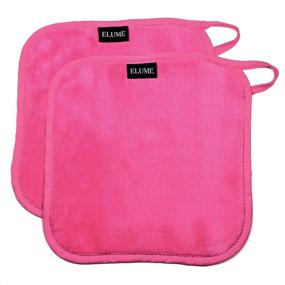 img 3 attached to ELUME Velvety Soft Makeup Remover Face Cloths for Gentle Cosmetic 🧖 Removal and Skin Cleansing, Includes Small Zip Travel Pouch, 2 Pack (Pink)
