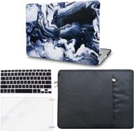 📦 kecc laptop case bundle for old macbook pro 13" (cd drive) - plastic hard shell case a1278 with keyboard cover, sleeve, and screen protector - black grey marble design logo