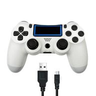🎮 wireless ps4 controller compatible with playstation 4 / slim / pro console - motion controls, touch panel, 6-axis gyro, dual shock, audio function, and mini led indicator (white) logo