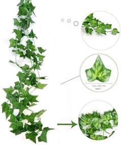 img 3 attached to 🌿 KUPOO 12 Strands 84 Feet Artificial Ivy Leaf Plants Vine Hanging Garland | Fake Foliage Flowers for Wedding Party, Garden Wall Decoration | Style A