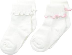 img 1 attached to Country Kids Little Girls Satin Ripple Edge Socks - 2 Pairs