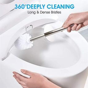 img 2 attached to 🚽 Atelie T Toilet Brush and Holder: 3 Pack Stainless Steel Long Handle Toilet Bowl Brush - Ergonomic, Elegant, and Durable for Bathroom Toilets