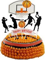 🏀 diy basketball happy birthday cake topper set of 7 - sport cake party decorations for boys, sports party supplies логотип