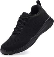 ultimate comfort and style: lightweight breathable women's athletic sneakers in black (size 8.5) logo