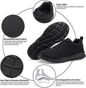 img 2 attached to Ultimate Comfort and Style: Lightweight Breathable Women's Athletic Sneakers in Black (Size 8.5)