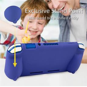 img 2 attached to 🎮 Nintendo Switch Lite Protective Case - Soft Grip Cover with Comfort Ergonomic Handles, Self Stand, 4 Thumbstick Caps (Silicone-Blue)