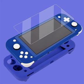 img 3 attached to 🎮 Nintendo Switch Lite Protective Case - Soft Grip Cover with Comfort Ergonomic Handles, Self Stand, 4 Thumbstick Caps (Silicone-Blue)