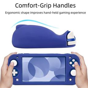 img 1 attached to 🎮 Nintendo Switch Lite Protective Case - Soft Grip Cover with Comfort Ergonomic Handles, Self Stand, 4 Thumbstick Caps (Silicone-Blue)