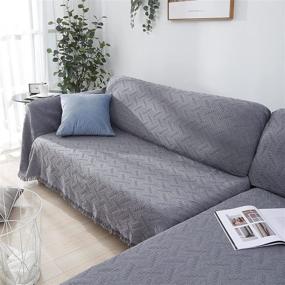 img 2 attached to 🌹 Rose Home Fashion XL Sectional Couch Covers - 2 Piece L Shaped Sofa Cover - Dark Gray Couch Covers for Sectional Sofa