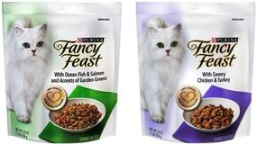 img 2 attached to Purina Fancy Feast Gourmet Cat Food Bundle: Ocean Fish & Salmon with Garden Greens, and Savory Chicken & Turkey, 16 oz Each