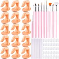 💅 bqtq nail art brushes set with 15 fake manicure fingers, 50 practice nail tips, 15 nail brushes, and 1 white reusable adhesive putty for nail art training logo