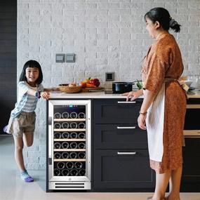 img 1 attached to 🍷 Karcassin 15 Inch Wine Cooler, 32 Bottle Mini Fridge with Stainless Steel Finish, Suitable for Red & White Wine, Built-in or Freestanding