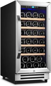 img 4 attached to 🍷 Karcassin 15 Inch Wine Cooler, 32 Bottle Mini Fridge with Stainless Steel Finish, Suitable for Red & White Wine, Built-in or Freestanding