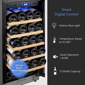 img 2 attached to 🍷 Karcassin 15 Inch Wine Cooler, 32 Bottle Mini Fridge with Stainless Steel Finish, Suitable for Red & White Wine, Built-in or Freestanding