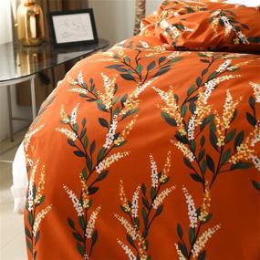 img 1 attached to 🍂 Burnt Orange Floral Duvet Cover Queen: Nayoroom Reversible Microfiber Bedding Set with Green & White Rust Botanical Leaves Print - 3-Piece Comforter Covers for Garden Farmhouse Theme, Zipper Ties Included