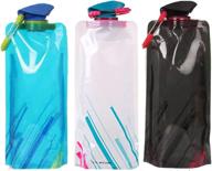 🏞️ nc 3 pack 700ml collapsible outdoor sports kettle – bpa free, leakproof, reusable water bottles for camping, sports, and hiking (black, blue, white) logo