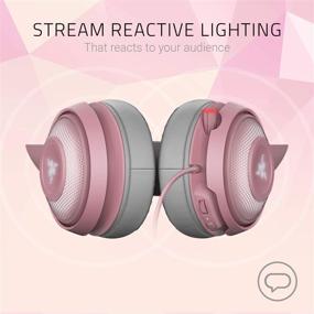 img 2 attached to 🐱 Razer Kraken Kitty - Gaming Headset (Pink/Quartz) with Cat Ear Design, RGB Chroma Lighting, Active Noise Reduction Microphone, THX Spatial Audio, Ear Cup Controls