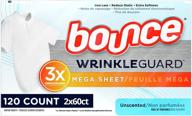 🧺 bounce wrinkleguard mega dryer sheets, fabric softener and wrinkle releaser sheets, unscented, 120 count, pack of 2, 60 count each logo