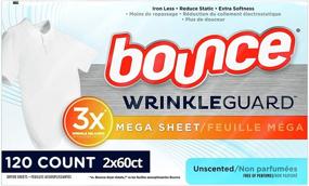 img 4 attached to 🧺 Bounce WrinkleGuard Mega Dryer Sheets, Fabric Softener and Wrinkle Releaser Sheets, Unscented, 120 Count, Pack of 2, 60 Count Each
