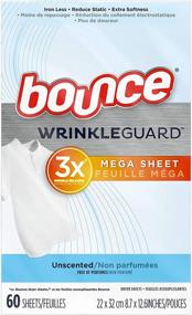 img 3 attached to 🧺 Bounce WrinkleGuard Mega Dryer Sheets, Fabric Softener and Wrinkle Releaser Sheets, Unscented, 120 Count, Pack of 2, 60 Count Each