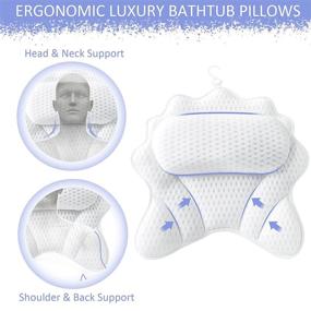 img 1 attached to 🛀 Bath Pillow for Tub with 4D Air Mesh Technology, Ergonomic Design and 6 Strong Suction Cups - Supports Head, Back, Shoulder, and Neck - Fits All Bathtub, Hot Tub, Jacuzzi