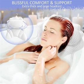 img 3 attached to 🛀 Bath Pillow for Tub with 4D Air Mesh Technology, Ergonomic Design and 6 Strong Suction Cups - Supports Head, Back, Shoulder, and Neck - Fits All Bathtub, Hot Tub, Jacuzzi