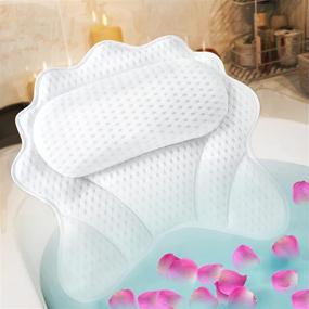 img 4 attached to 🛀 Bath Pillow for Tub with 4D Air Mesh Technology, Ergonomic Design and 6 Strong Suction Cups - Supports Head, Back, Shoulder, and Neck - Fits All Bathtub, Hot Tub, Jacuzzi