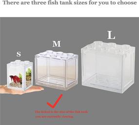 img 3 attached to 🐠 Betta Fish Tank - Transparent Stackable Cube Aquarium for Small Fish, Turtle, Jellyfish, Goldfish, Moss Balls, and Insects - Includes Plastic Plant Decoration - 34oz Capacity