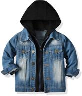 trendy l server toddler boys jean jacket: denim outwear for boys and girls, zipper closure, hoodie style logo