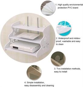 img 1 attached to 📺 HAI+: Three-Layer Floating White TV Shelf with Wall Mount for WiFi Router, Set-top Box, and Streaming Media Equipment