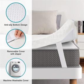 img 1 attached to 🛏️ iHomy Cooling Gel Infused Queen Mattress Topper - 3 Inch Memory Foam with Removable Breathable Cover