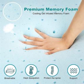 img 2 attached to 🛏️ iHomy Cooling Gel Infused Queen Mattress Topper - 3 Inch Memory Foam with Removable Breathable Cover