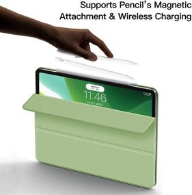 img 1 attached to 📱 2020 New iPad Air 4th Gen Magnetic Smart Case - Ultraslim Cover with Magnetic Attachment, Pencil Pairing & Charging, Trifold Stand, Auto Sleep/Wake - Matcha Green