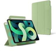 📱 2020 new ipad air 4th gen magnetic smart case - ultraslim cover with magnetic attachment, pencil pairing & charging, trifold stand, auto sleep/wake - matcha green logo
