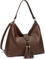 👜 women's hobo bag purse, vaschy sac faux leather fashion vintage tassel handbag tote bag with removable long shoulder strap logo