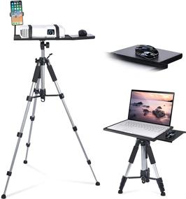img 4 attached to 🎥 Klvied Universal Projector Tripod Stand - Versatile Laptop Stand with Mouse Tray, Phone Holder and Adjustable Height - Ideal for Stage, Studio and Office Use