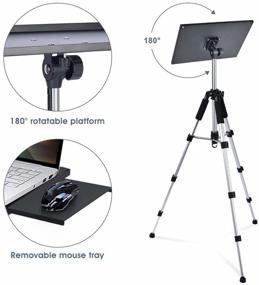 img 2 attached to 🎥 Klvied Universal Projector Tripod Stand - Versatile Laptop Stand with Mouse Tray, Phone Holder and Adjustable Height - Ideal for Stage, Studio and Office Use