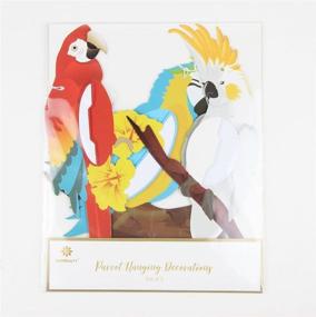 img 1 attached to 🌴 Бумажный джаз Летний Луау Тики Гавайская пляжная тропическая вечеринка, висящая декорация-гофр в виде попугая в красном, белом и синем цветах.