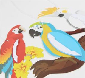img 2 attached to 🌴 Бумажный джаз Летний Луау Тики Гавайская пляжная тропическая вечеринка, висящая декорация-гофр в виде попугая в красном, белом и синем цветах.