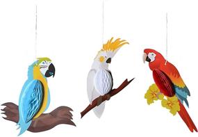 img 4 attached to 🌴 Paper Jazz Summer Luau Tiki Hawaiian Beach Tropical Party Parrot Honeycomb Hanging Decoration in Red, White, and Blue