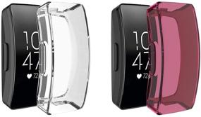 img 4 attached to 📱 Набор из двух плёнок для экрана на Fitbit Inspire - Полноэкранный чехол из TPU, прозрачный и цвета сангрии