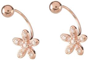 img 4 attached to 🌸 CZ Flower Dangle Ball Half Small Piercing Hoop Stud Earrings for Women Girls | Sterling Silver Crystal Drop Front Back Huggie Hoops | Tragus Curved Barbell Daith Rook Ear Body Ring 20G