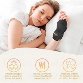 img 2 attached to 🖐️ FITITUDE: Day & Night Wrist Brace - Copper Infused with Side Stabilizers Left Hand for Carpal Tunnel, Swelling, Joint Pain & More