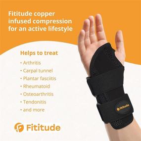 img 1 attached to 🖐️ FITITUDE: Day & Night Wrist Brace - Copper Infused with Side Stabilizers Left Hand for Carpal Tunnel, Swelling, Joint Pain & More