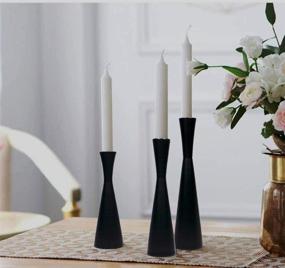 img 1 attached to Set of 3 Black Metal Taper Candle Holders - Vintage and Modern Decorative Centerpiece for Table, Mantel, Wedding, Party - Ideal Housewarming Gift (Metal, Small, Medium, Large)