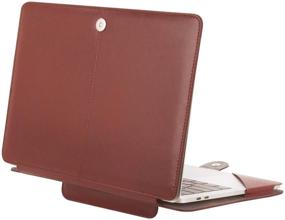 img 3 attached to MOSISO MacBook Air and Pro 13 📔 Case - PU Leather Folio Protective Stand Cover, Brown